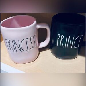 Rae Dunn Pink and Black Princess Prince Mug Set